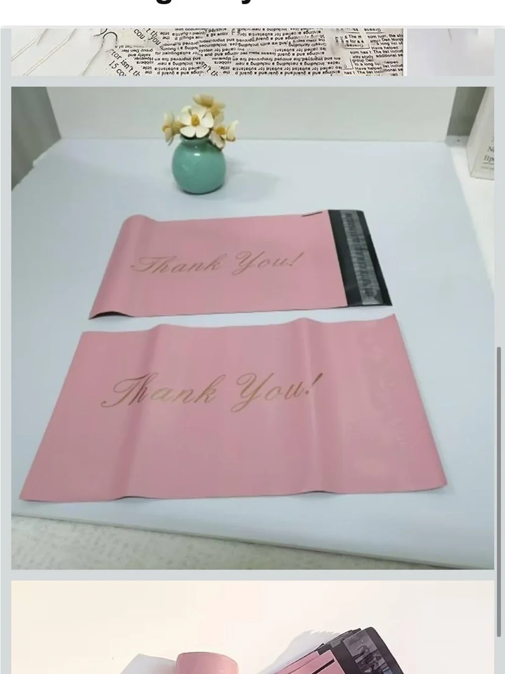 Pink Thank You Mailer Bags - Pack of 10 5.9”x10.63”